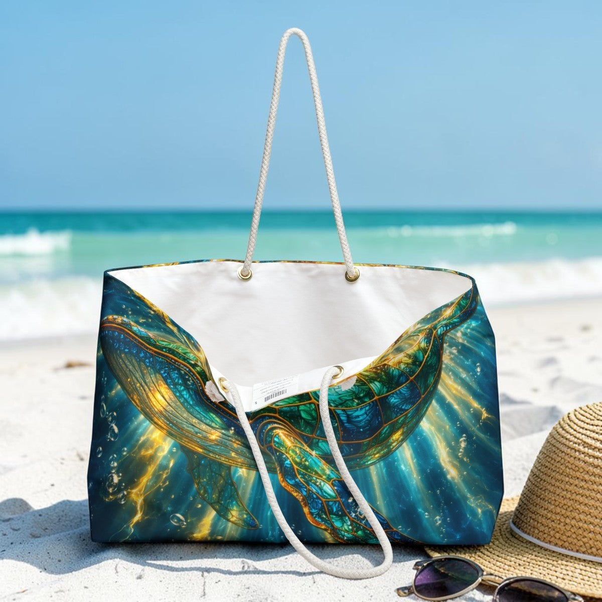 Golden Light Whale Weekender Bag | Ocean Fantasy Nautical Tote