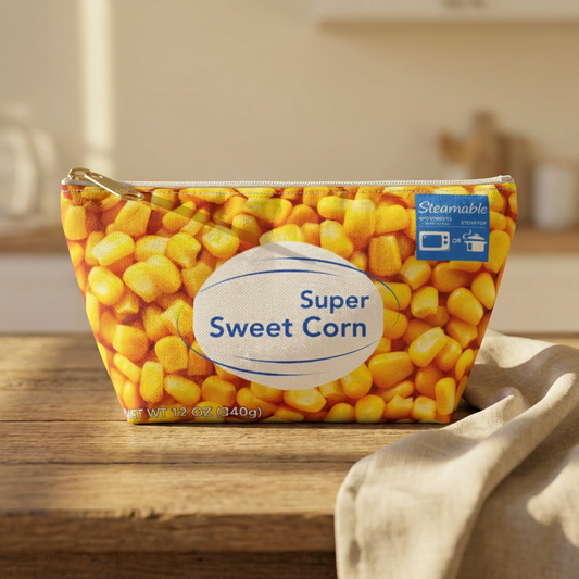 Super Sweet Corn Zipper Pouch, Funny Food Makeup Bag, Cute Corn Cosmetic Pouch, Vegetable Lover Gift, Snack Print Travel Organizer