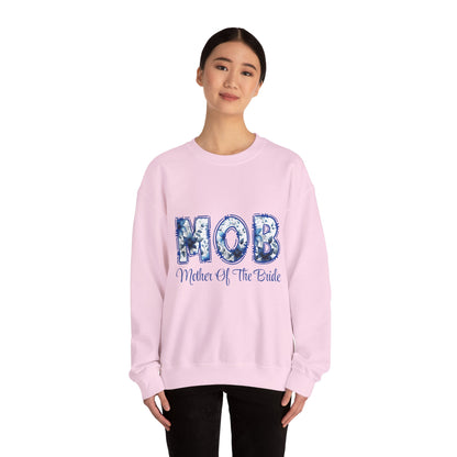 Blue Floral Print Mother of the Bride Crewneck Sweatshirt - Unisex Comfortable Gift for Weddings