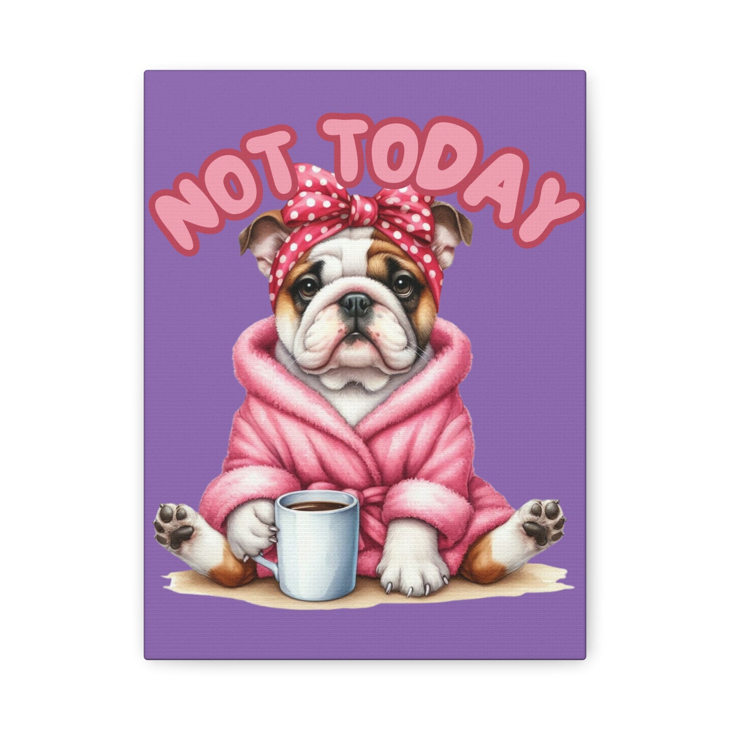 Cute Bulldog Canvas Wall Art - Cozy Morning Vibes