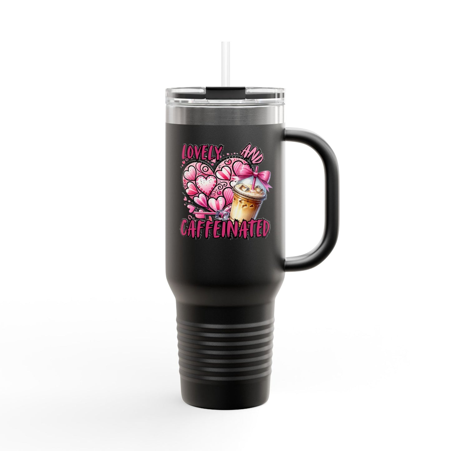 Lovely & Caffeinated 40oz Insulated Travel Mug - Perfect for Coffee Lovers