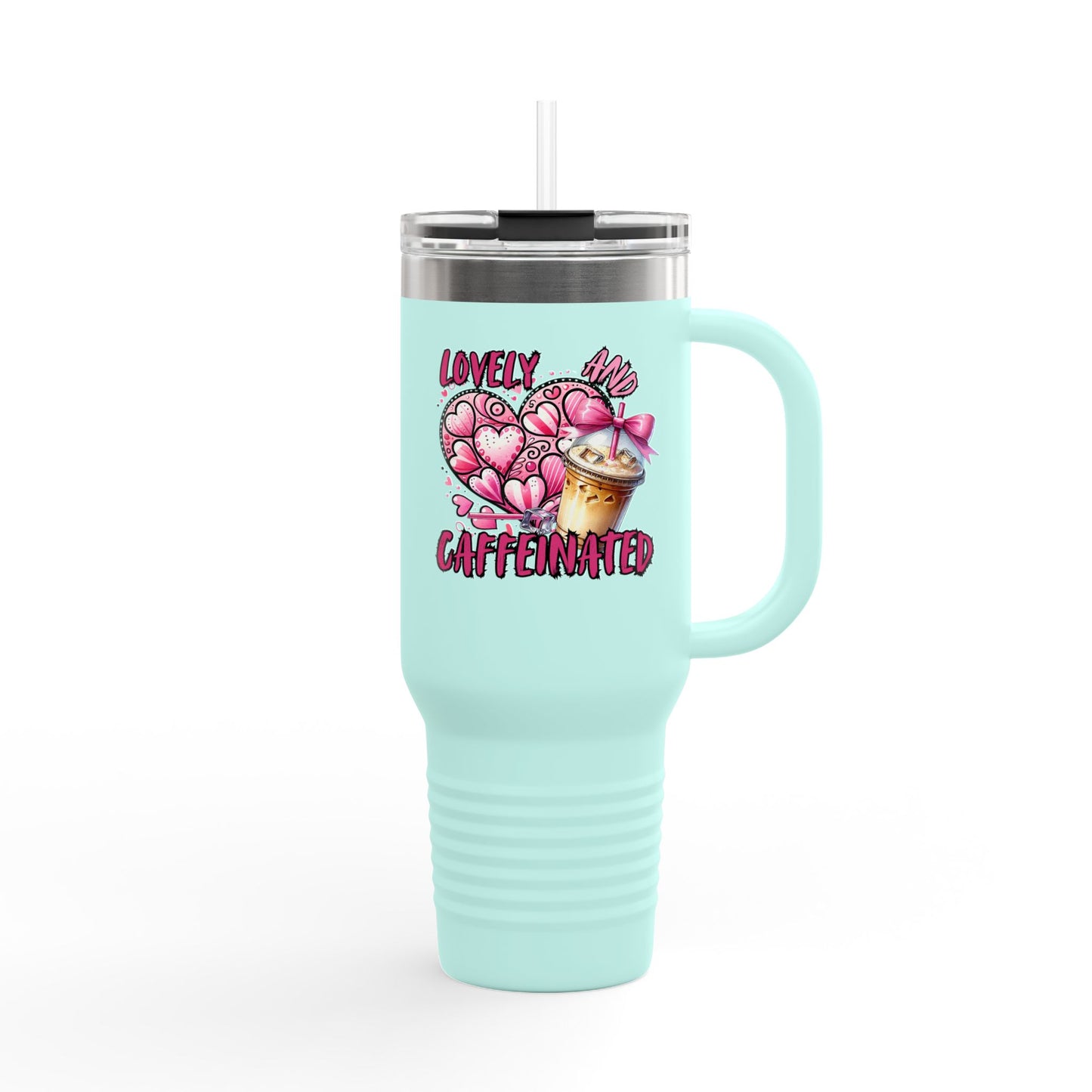 Lovely & Caffeinated 40oz Insulated Travel Mug - Perfect for Coffee Lovers