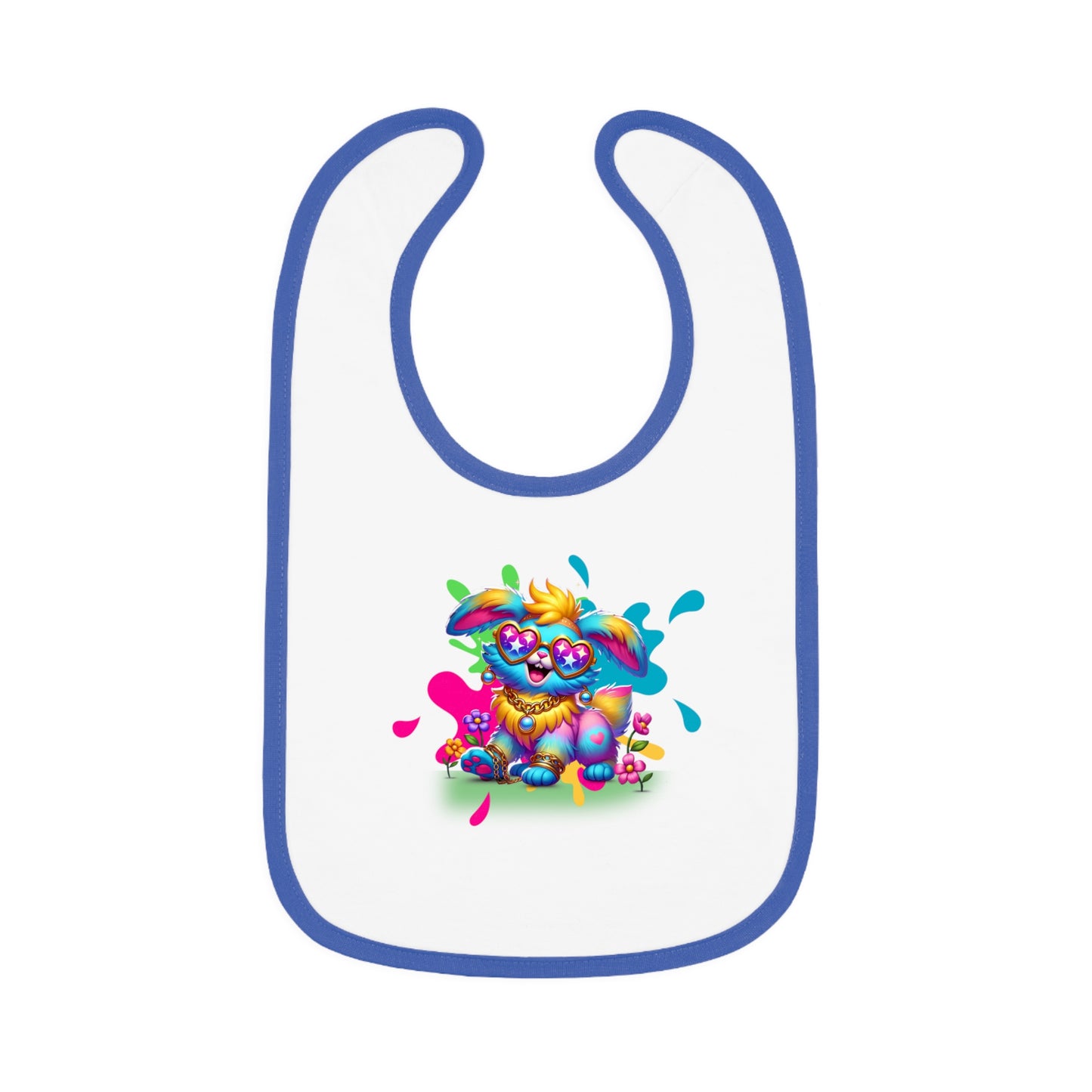 Rosie the Radiant Rabbit Baby Bib – Imaginaria Whimsical Bunny Infant Bib | Colorful Baby Shower Gift