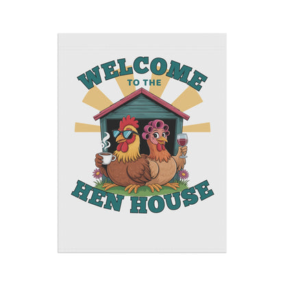 Welcome to the Hen House Garden Flag – Funny Chicken Yard Banner | Farmhouse Outdoor Décor for Chicken Moms & Coop Lovers