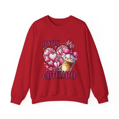 Lovely and Caffeinated Crewneck Sweatshirt – Cozy Unisex Sweater for Coffee Lovers