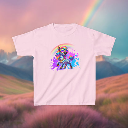 Zara the Zesty Zebra Youth T-Shirt – Imaginaria Bold Stripes Character Tee | Rainbow Kids Apparel