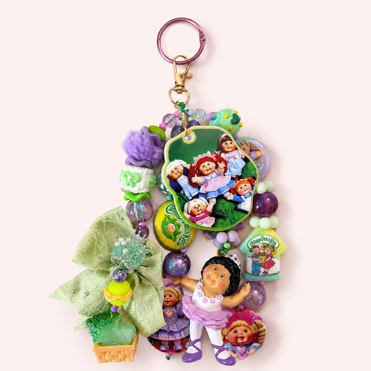 Cabbage Patch Kids Ballerina Bag Charm with Pastel Bow & Handmade Beads