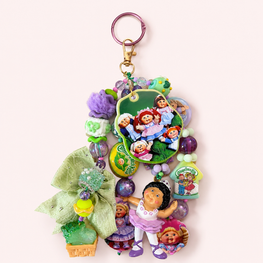Cabbage Patch Kids Ballerina Bag Charm with Pastel Bow & Handmade Beads