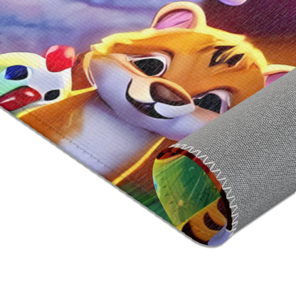 The Colorful Kingdom of Imaginaria Area Rug – Rainbow Animal Character Carpet | Whimsical Kids Room Decor