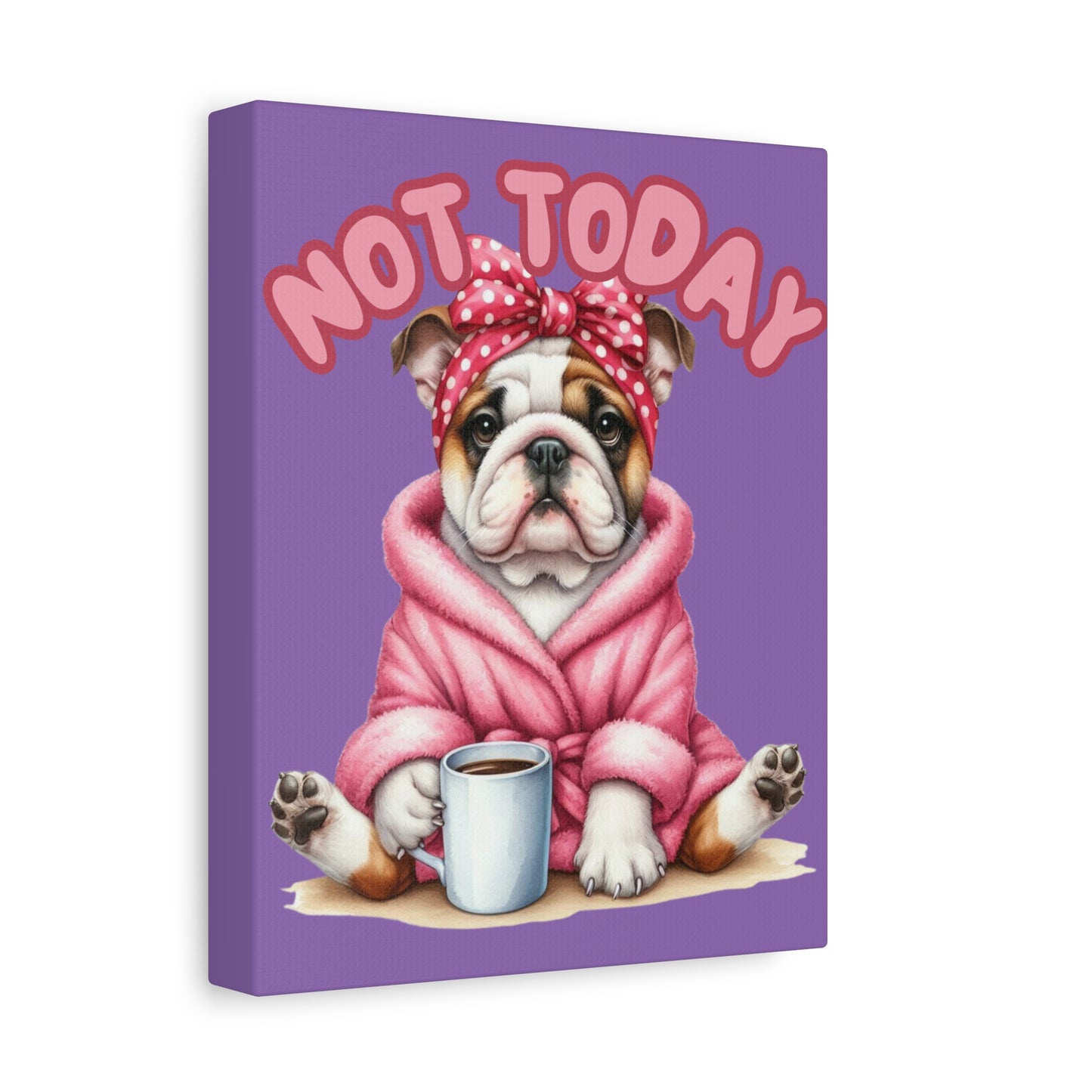 Cute Bulldog Canvas Wall Art - Cozy Morning Vibes