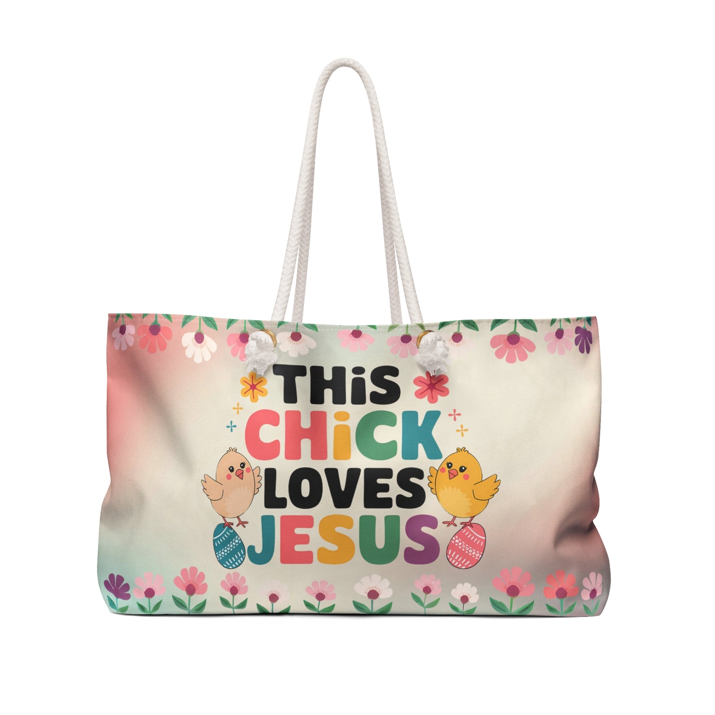 This Chick Loves Jesus Weekender Bag - Perfect for Spring Celebrations and Faithful Journeys