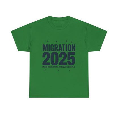 Social Media Migration 2025 Unisex Heavy Cotton Tee - Humorous Design