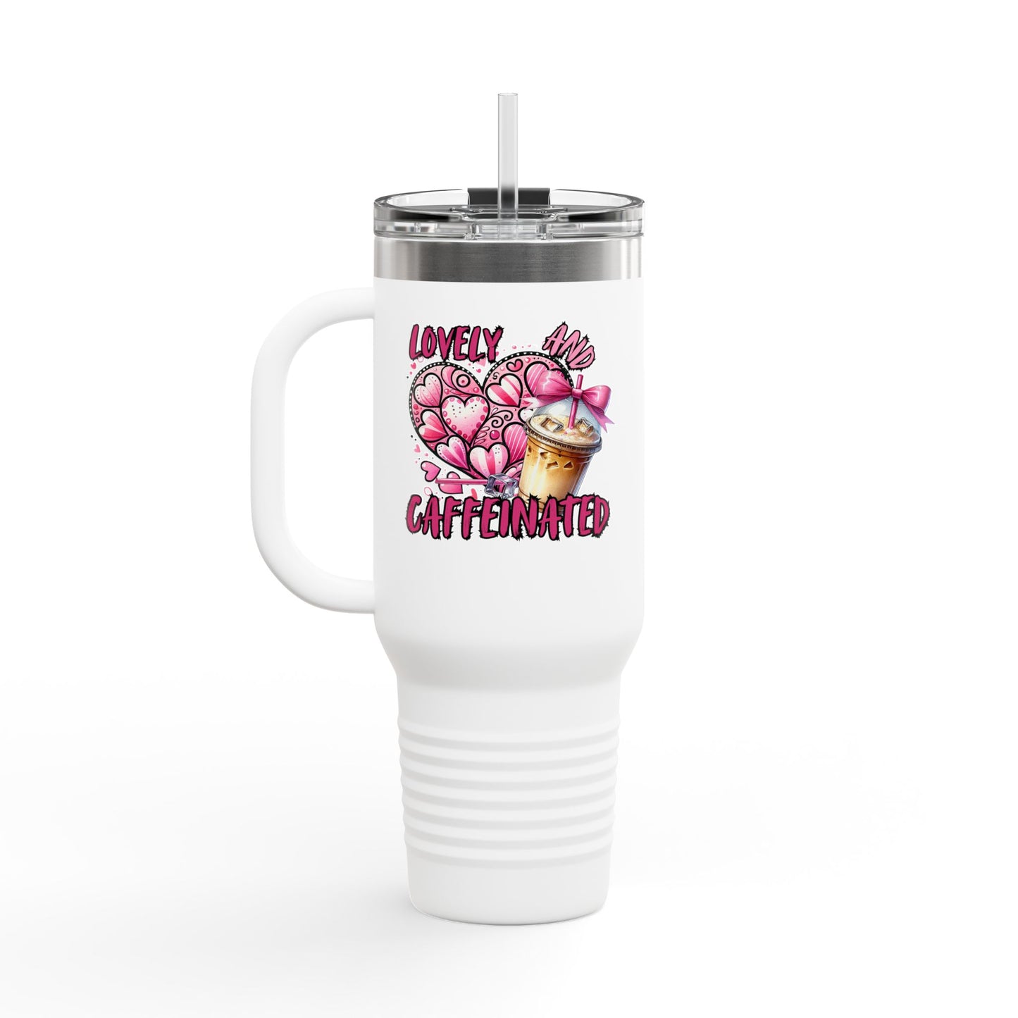 Lovely & Caffeinated 40oz Insulated Travel Mug - Perfect for Coffee Lovers