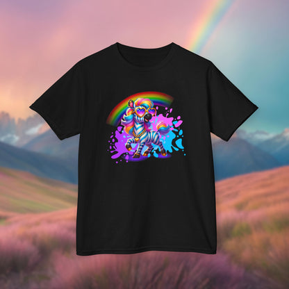 Zara the Zesty Zebra Youth T-Shirt – Imaginaria Bold Stripes Character Tee | Rainbow Kids Apparel