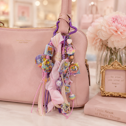 Rainbow Brite Pastel Ribbon Bag Charm Keychain