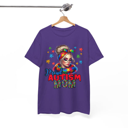 Proud Autism Mom Unisex Heavy Cotton Tee | Colorful Support Shirt