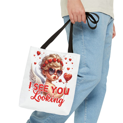 Charming Cupid Tote Bag - "I See You Looking" Design for Valentine's Day