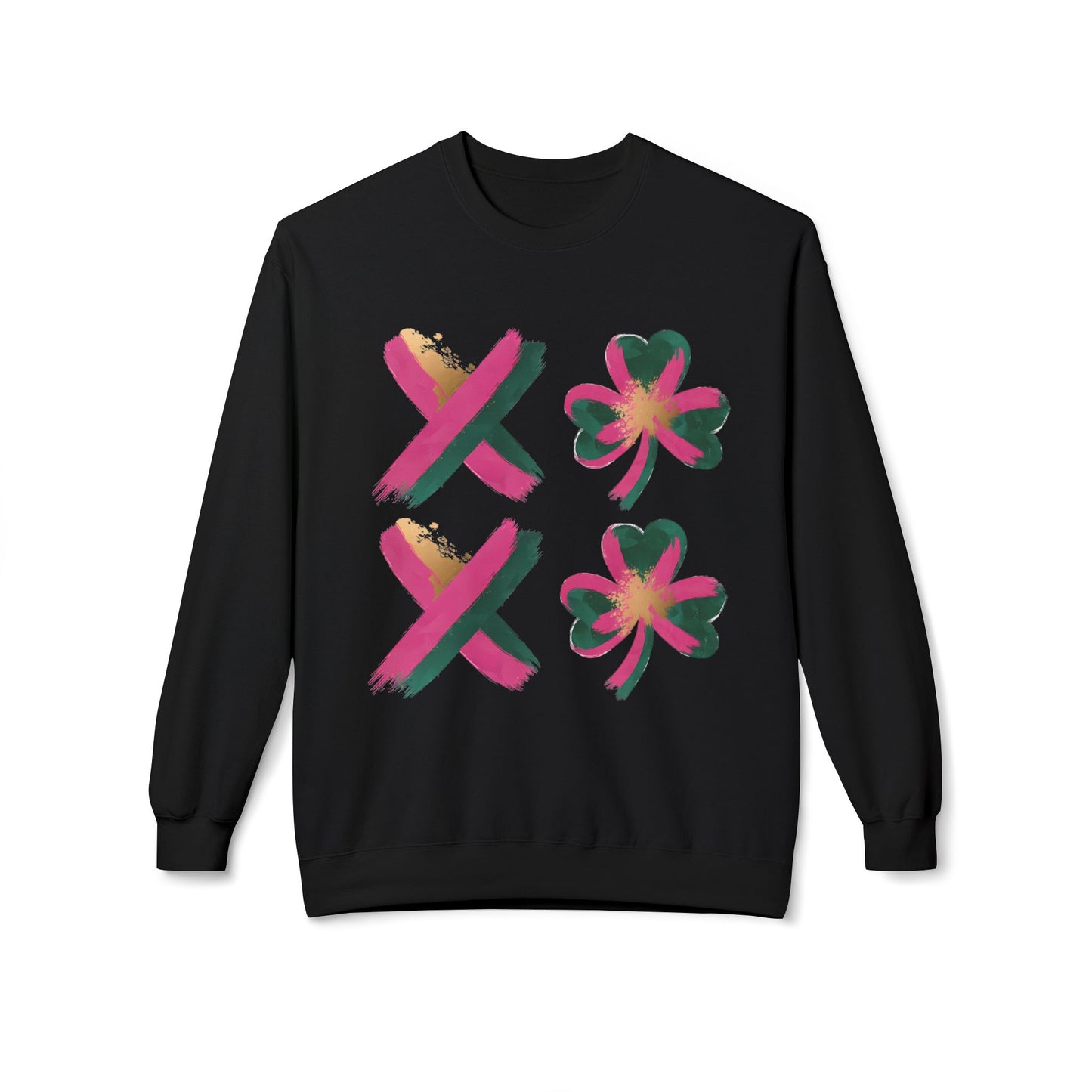 Abstract Shamrock Brush Stroke Crewneck Sweatshirt - Modern St. Patrick's Day Lucky Clover Design