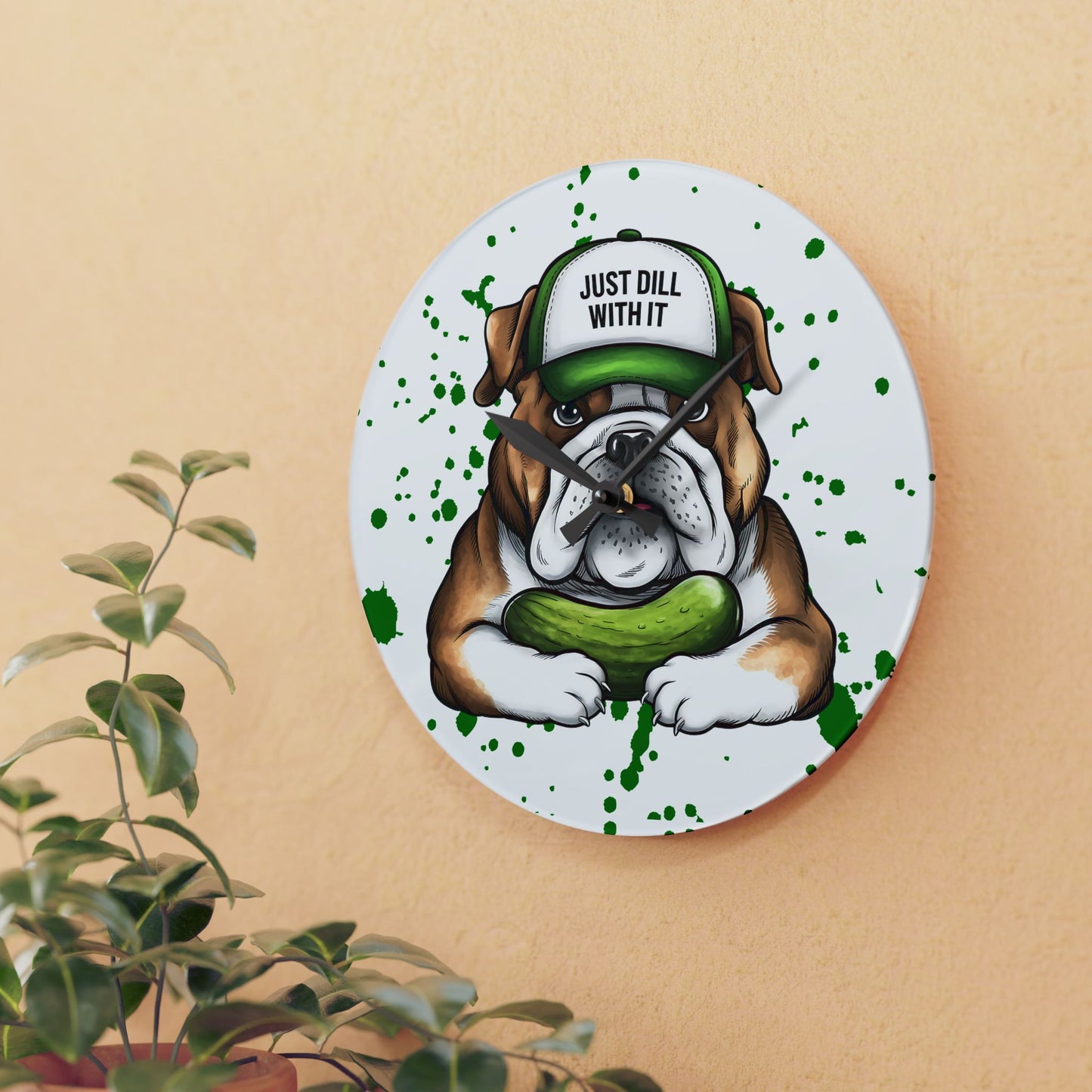 Wall Clock, Funny Quote Pickle Lover English Bulldog Funny