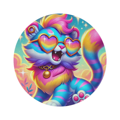 Luna the Rainbow Cat Round Area Rug – Vibrant, Whimsical Home Décor from Imaginaria
