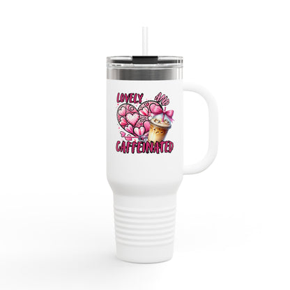 Lovely & Caffeinated 40oz Insulated Travel Mug - Perfect for Coffee Lovers