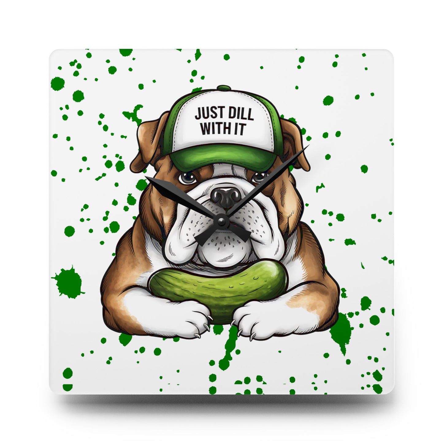 Wall Clock, Funny Quote Pickle Lover English Bulldog Funny