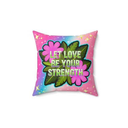 Gogo the Gentle Gorilla Faux Suede Throw Pillow – “Let Love Be Your Strength” Quote | Imaginaria Home Decor