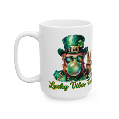 Lucky Vibes Only Ceramic Mug - Fun St. Patrick's Day Coffee Cup (11oz, 15oz)