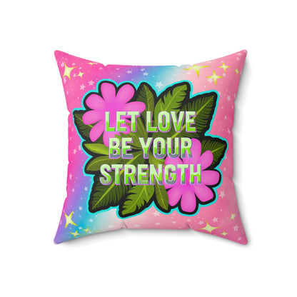 Gogo the Gentle Gorilla Faux Suede Throw Pillow – “Let Love Be Your Strength” Quote | Imaginaria Home Decor