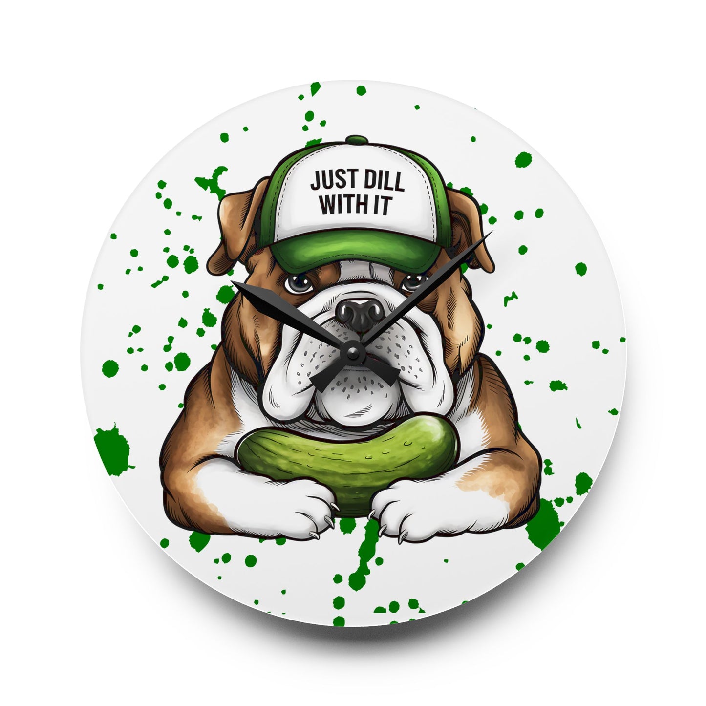 Wall Clock, Funny Quote Pickle Lover English Bulldog Funny