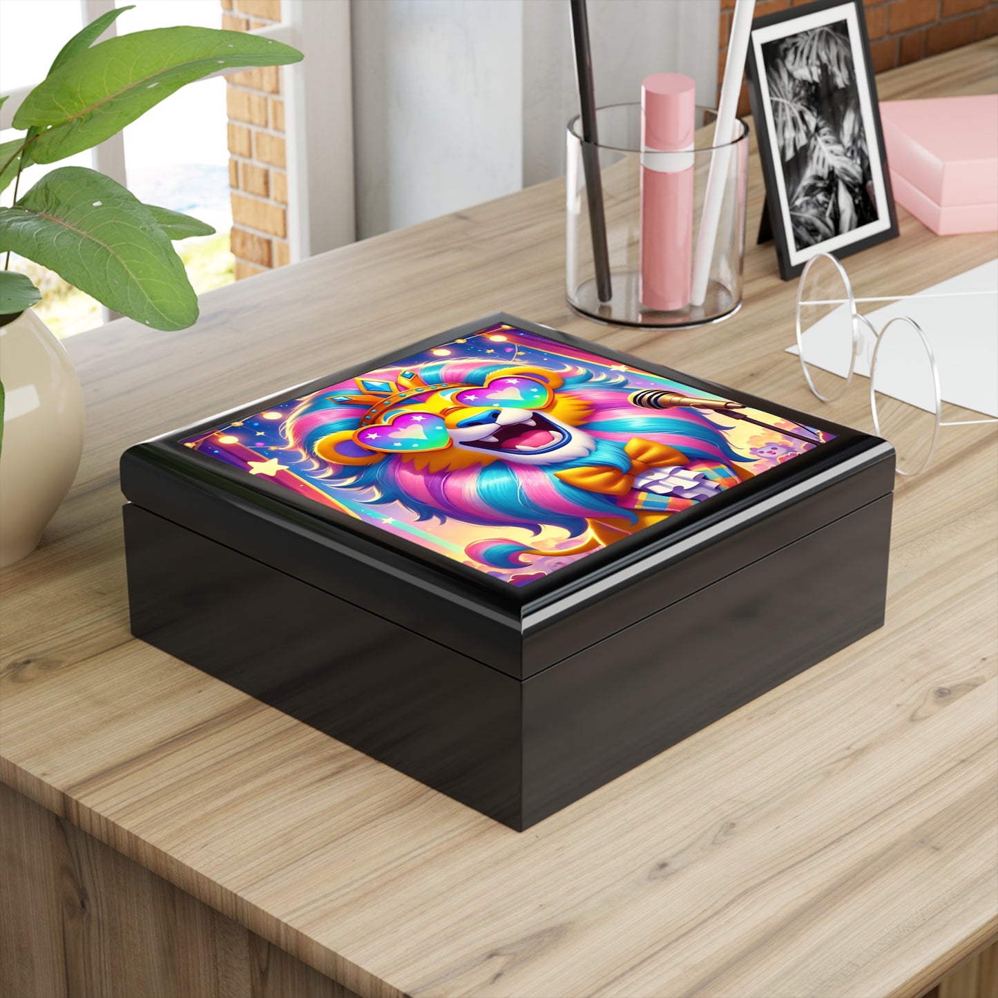 Leo the Luminous Lion Jewelry Box – Imaginaria Bold Character Keepsake Box | Colorful Treasure Storage