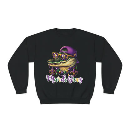 Mardi Gras Alligator Sweatshirt - Colorful New Orleans Party Vibes