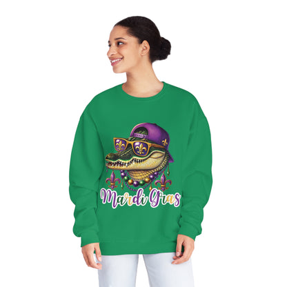 Mardi Gras Alligator Sweatshirt - Colorful New Orleans Party Vibes