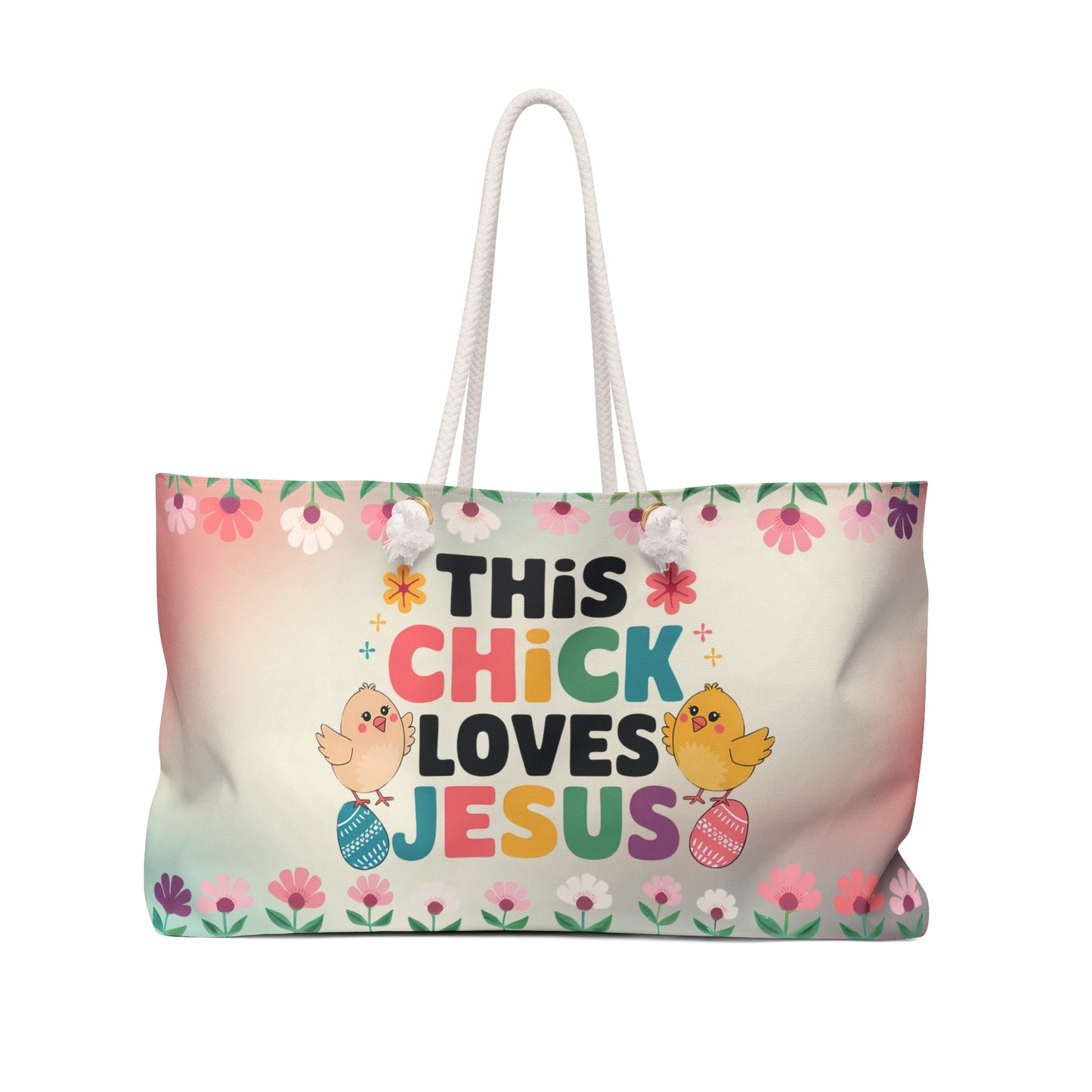 This Chick Loves Jesus Weekender Bag - Perfect for Spring Celebrations and Faithful Journeys
