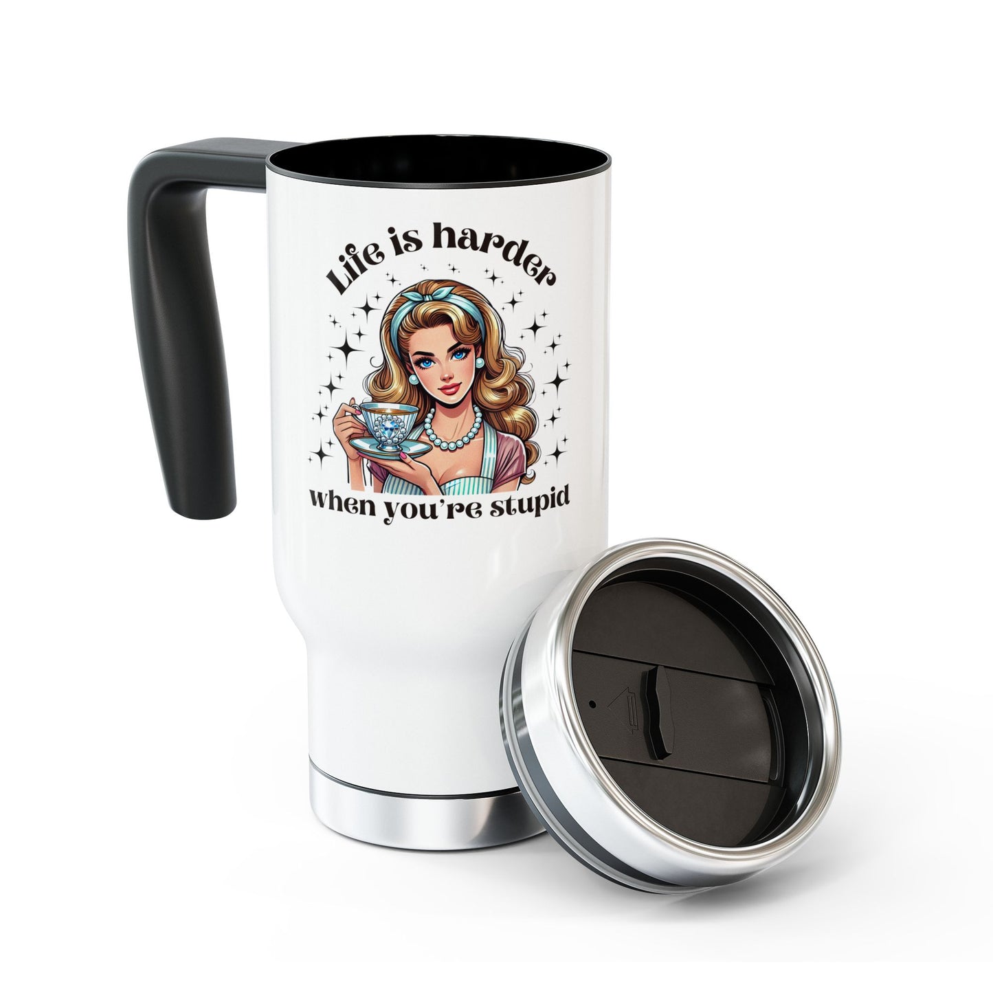 Travel Mug - Sassy Vintage Sarcastic Design, 14oz Stainless Steel