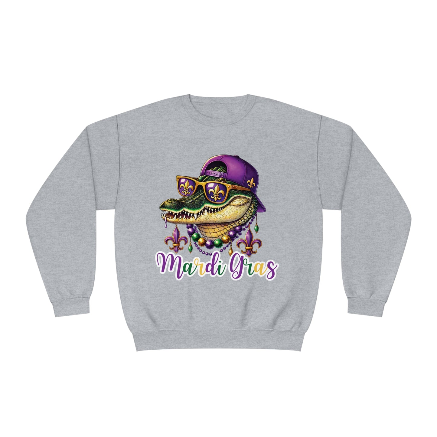 Mardi Gras Alligator Sweatshirt - Colorful New Orleans Party Vibes