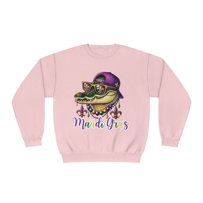 Mardi Gras Alligator Sweatshirt - Colorful New Orleans Party Vibes