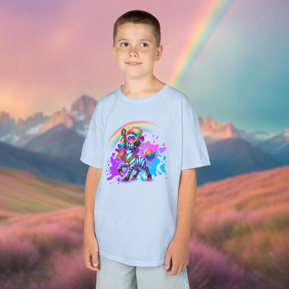 Zara the Zesty Zebra Youth T-Shirt – Imaginaria Bold Stripes Character Tee | Rainbow Kids Apparel
