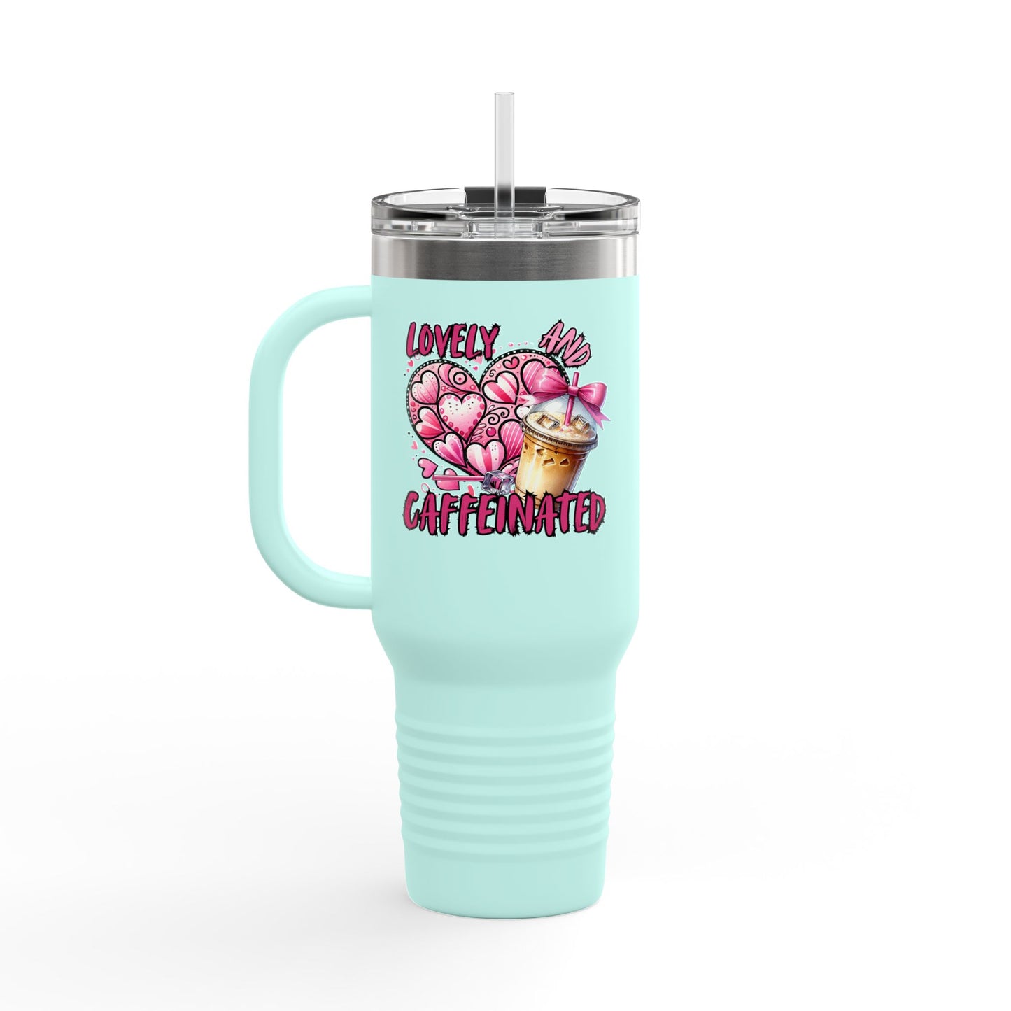 Lovely & Caffeinated 40oz Insulated Travel Mug - Perfect for Coffee Lovers