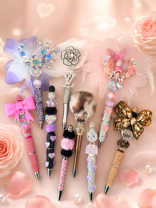 LV Inspired Bling Pens | Luxury Beaded Rhinestone Pens