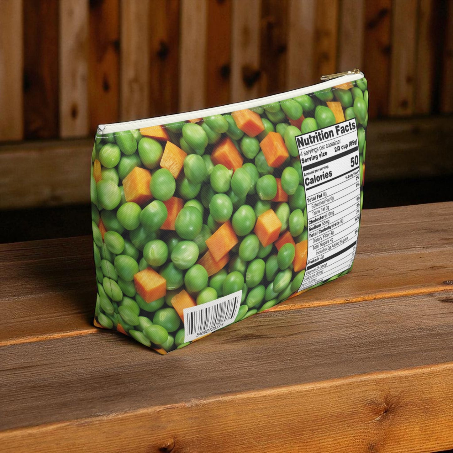 Retro Peas & Carrots T-Bottom Pouch | Funny Foodie Makeup Bag | Vintage Kitchen Novelty Gift | Quirky Zipper Pouch | Peas and Carrots Clutch
