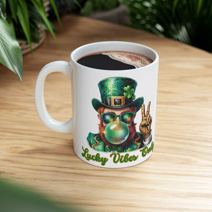 Lucky Vibes Only Ceramic Mug - Fun St. Patrick's Day Coffee Cup (11oz, 15oz)