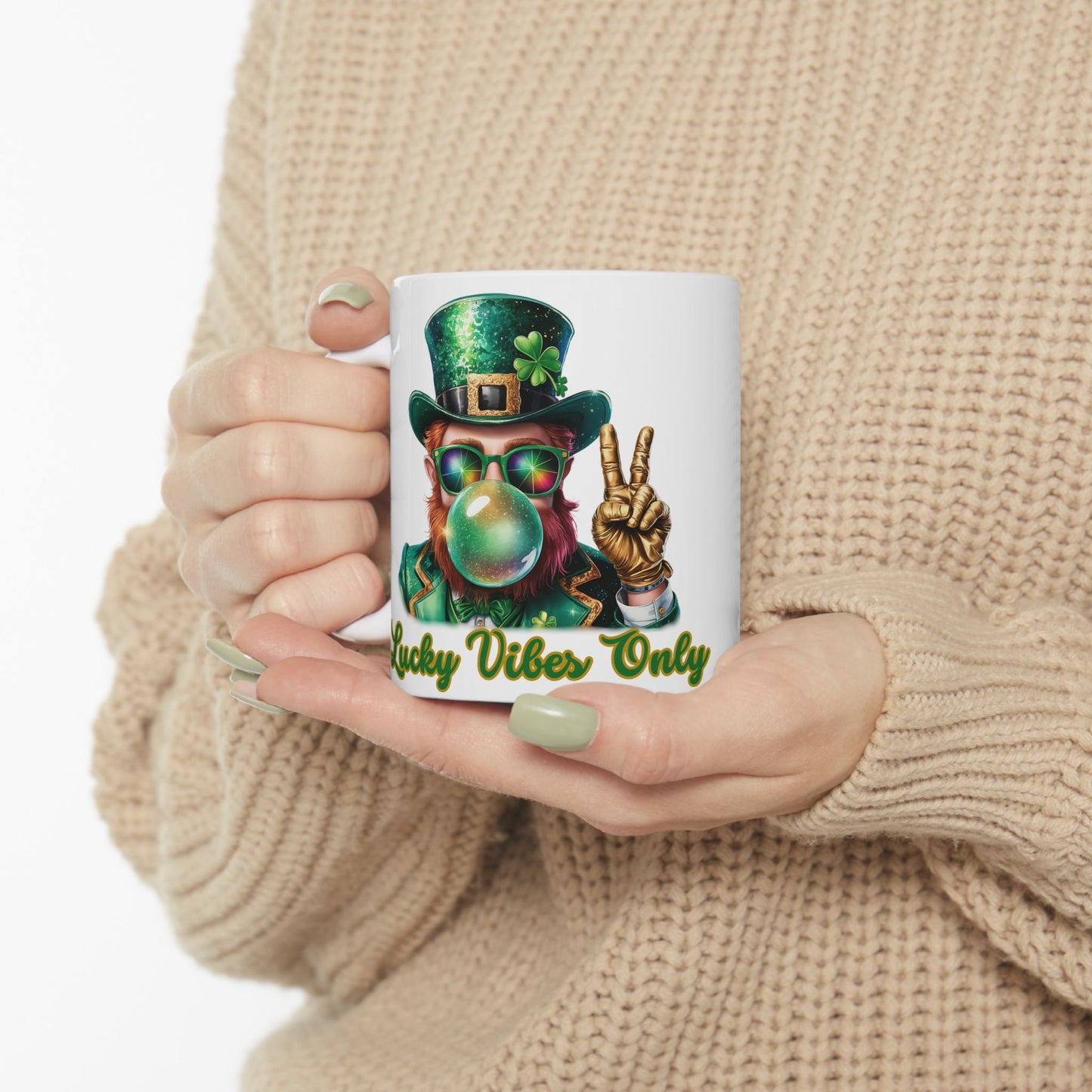 Lucky Vibes Only Ceramic Mug - Fun St. Patrick's Day Coffee Cup (11oz, 15oz)