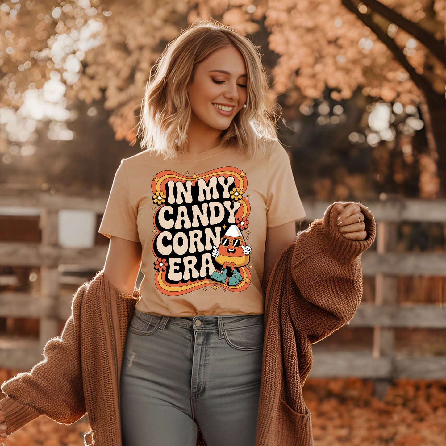 In My Candy Corn Era T-Shirt | Retro Fall Halloween Shirt | Cute Candy Corn Graphic Tee for Autumn