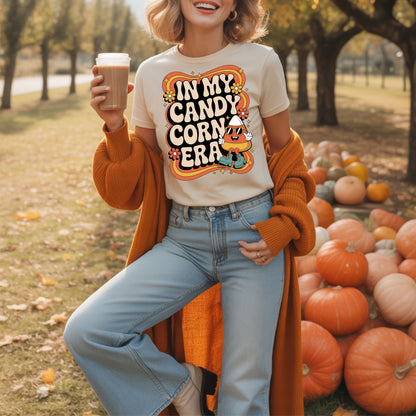 In My Candy Corn Era T-Shirt | Retro Fall Halloween Shirt | Cute Candy Corn Graphic Tee for Autumn