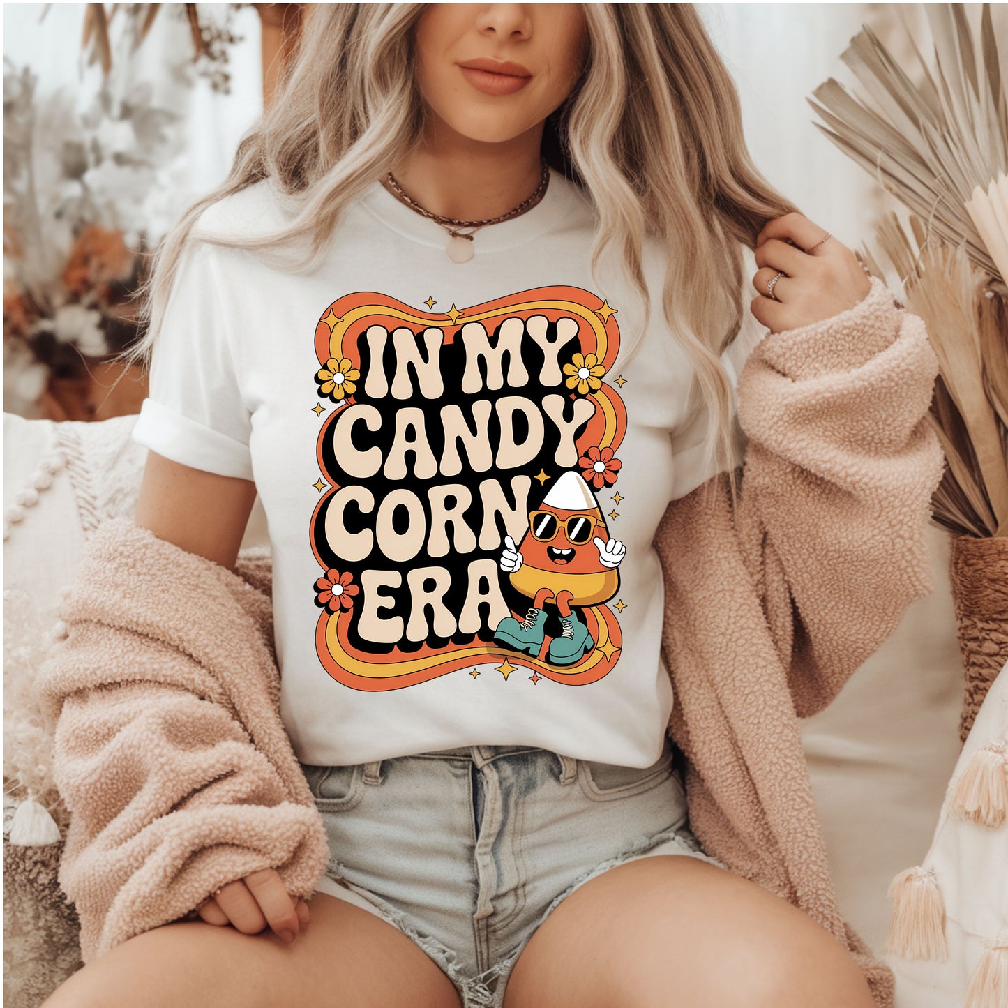 In My Candy Corn Era T-Shirt | Retro Fall Halloween Shirt | Cute Candy Corn Graphic Tee for Autumn