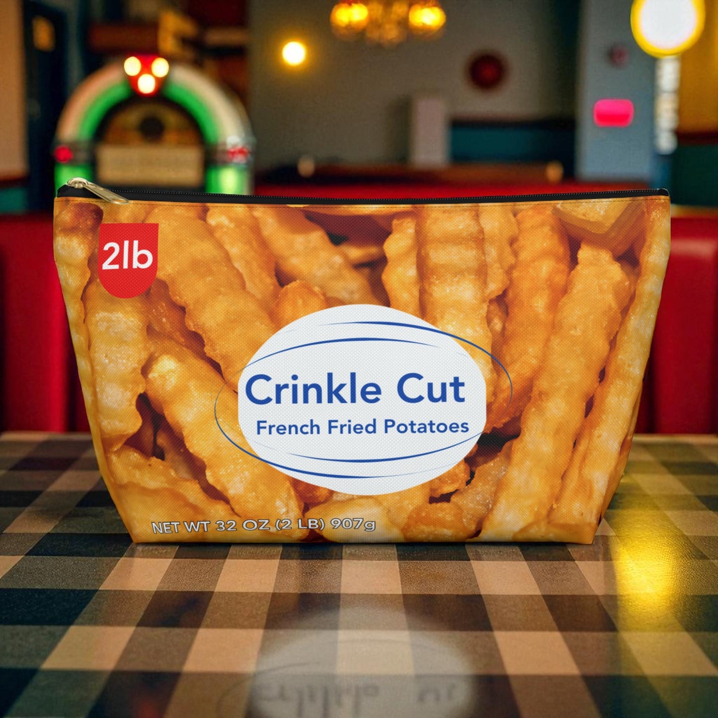 Crinkle Cut Fries T-Bottom Pouch | Funny Foodie Zipper Bag | Retro Snack Cosmetic Pouch | French Fry Makeup Bag | Fry Lover Gift Idea