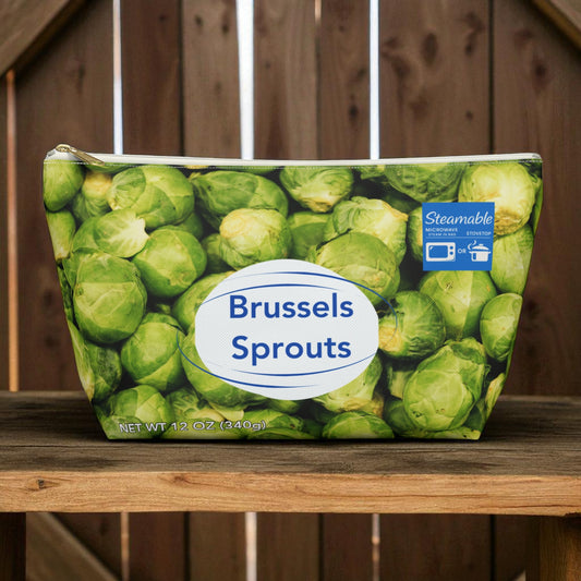 Brussels Sprouts Zipper Pouch, Funny TBottom Cosmetic Bag, Steamable Design, Makeup Bag Gift for Veggie Lovers, Kitchen Queens
