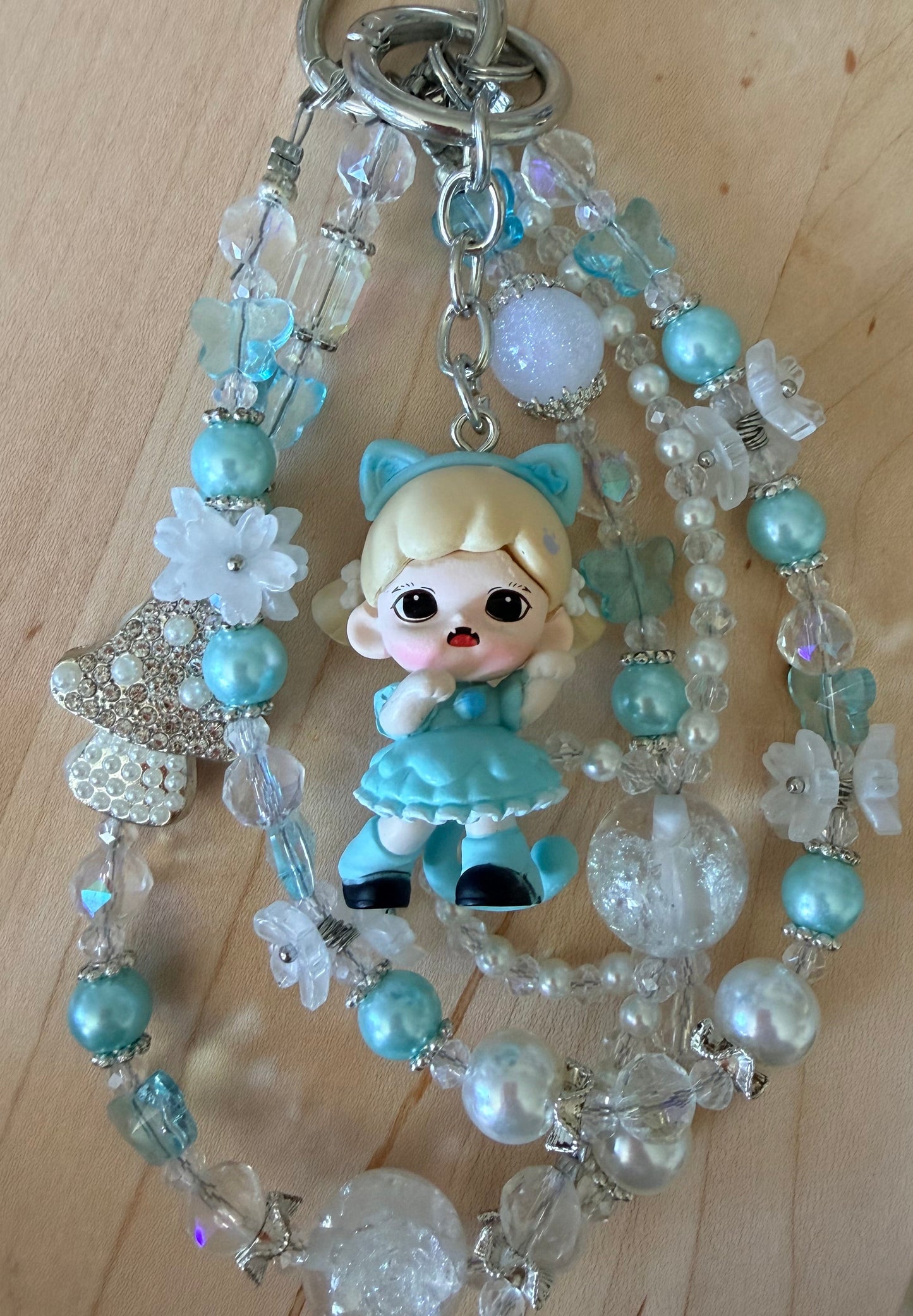 Zoraa Beaded Phone Charm – Pearl Butterfly Bag Charm
