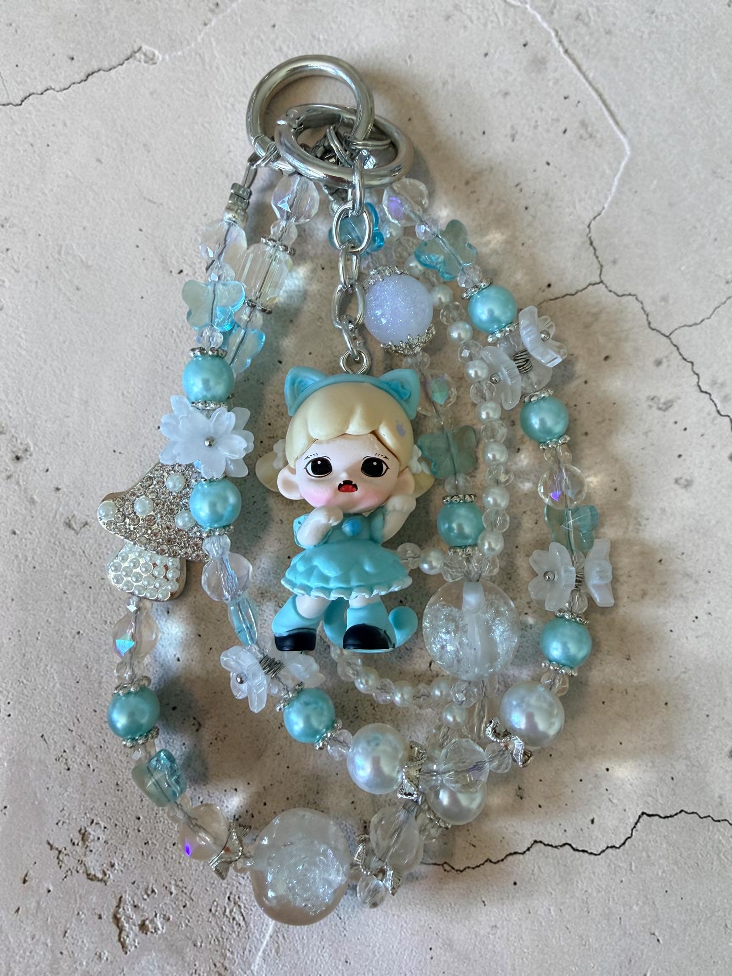Zoraa Beaded Phone Charm – Pearl Butterfly Bag Charm